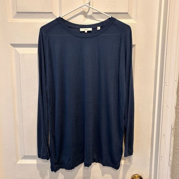 Vince‎ Teal Green Soft Stretch Long Sleeve Top Size Large Viscose Quiet Luxury - Picture 1 of 6